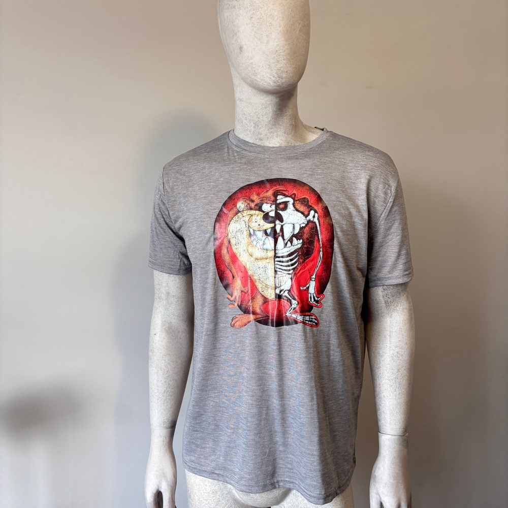 Shein Men's Large Gray Looney Tunes Tasmanian Devil Graphic T-Shirt NIB